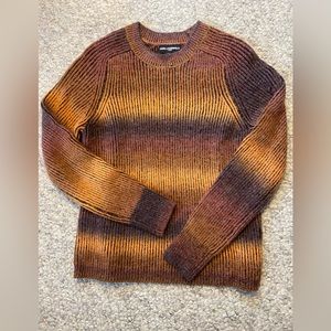 Karl Lagerfeld Paris, crewneck sweater ombre orange, black, brown XS EUC